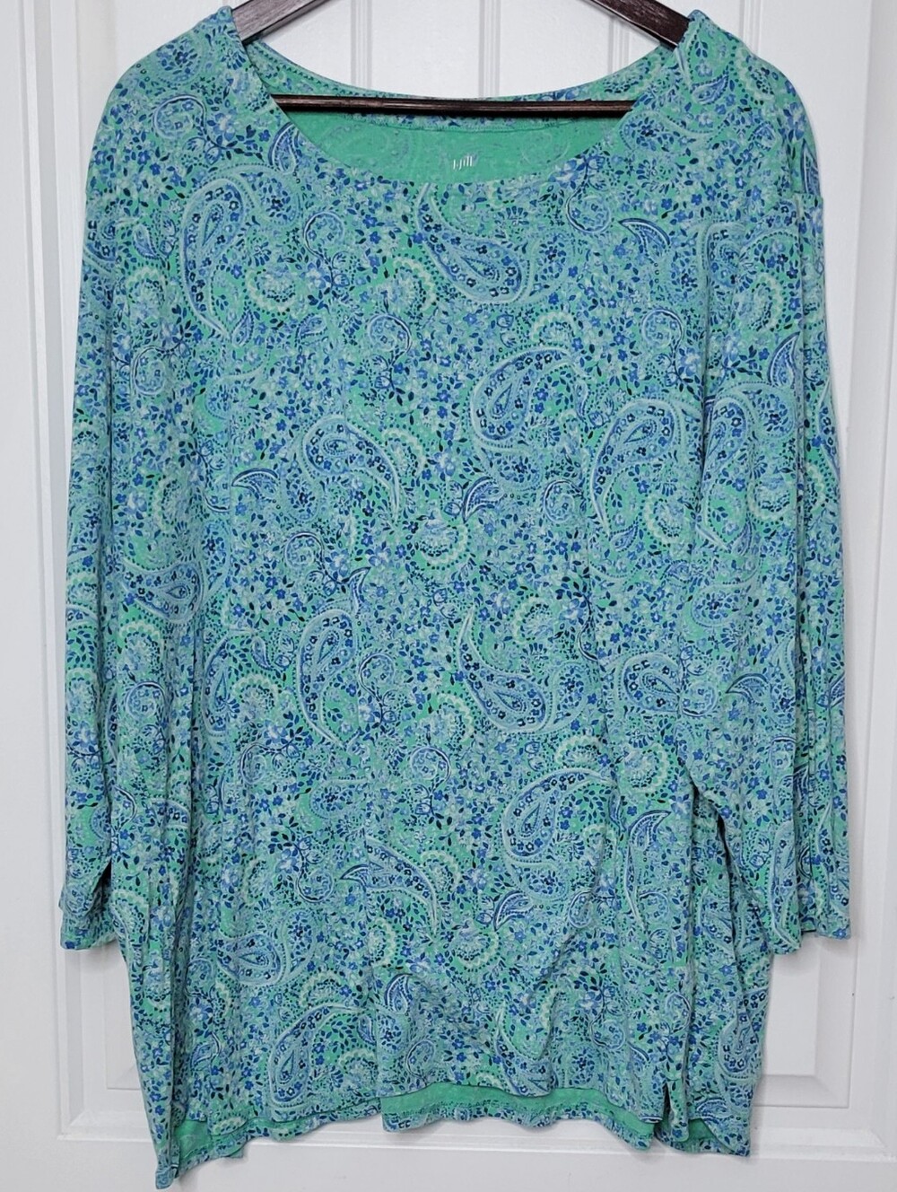 J. Jill Teal and Blue Paisley Scoop Neck Tunic